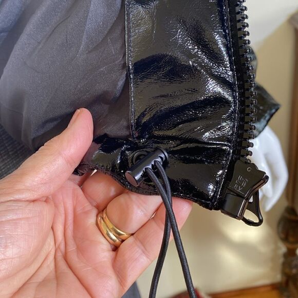 H&M Divided Black Glossy Vinyl Puffy Bomber Jacket - Picture 9 of 11